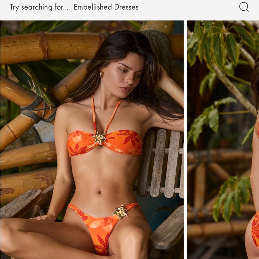 Oh Polly Baracoa Hardware Detail Halterneck Bikini Top and Bottom Orange Orchid